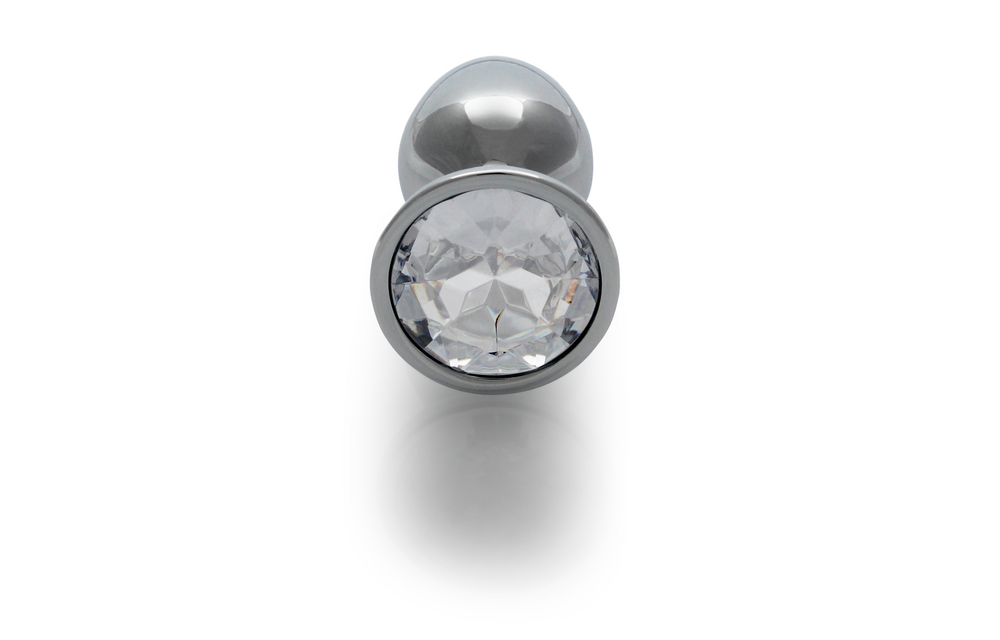 Runder Edelstein-Analplug 6,9 cm – Silber/Diamant Luxus
