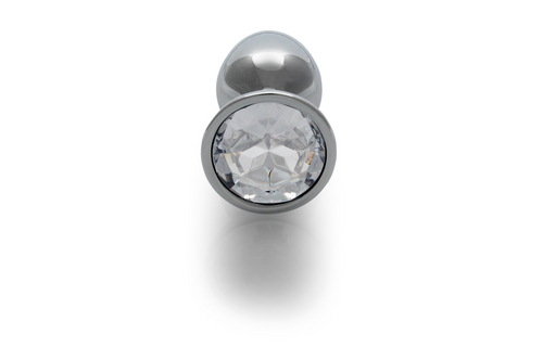Ronde Edelsteen Anale Plug 6,9 cm - Zilver/Diamant Luxe