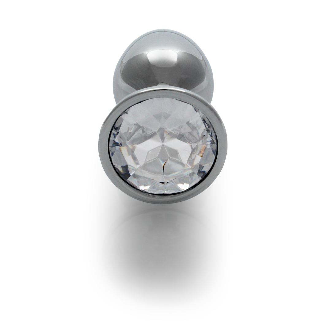 Runder Edelstein-Analplug 6,9 cm – Silber/Diamant Luxus
