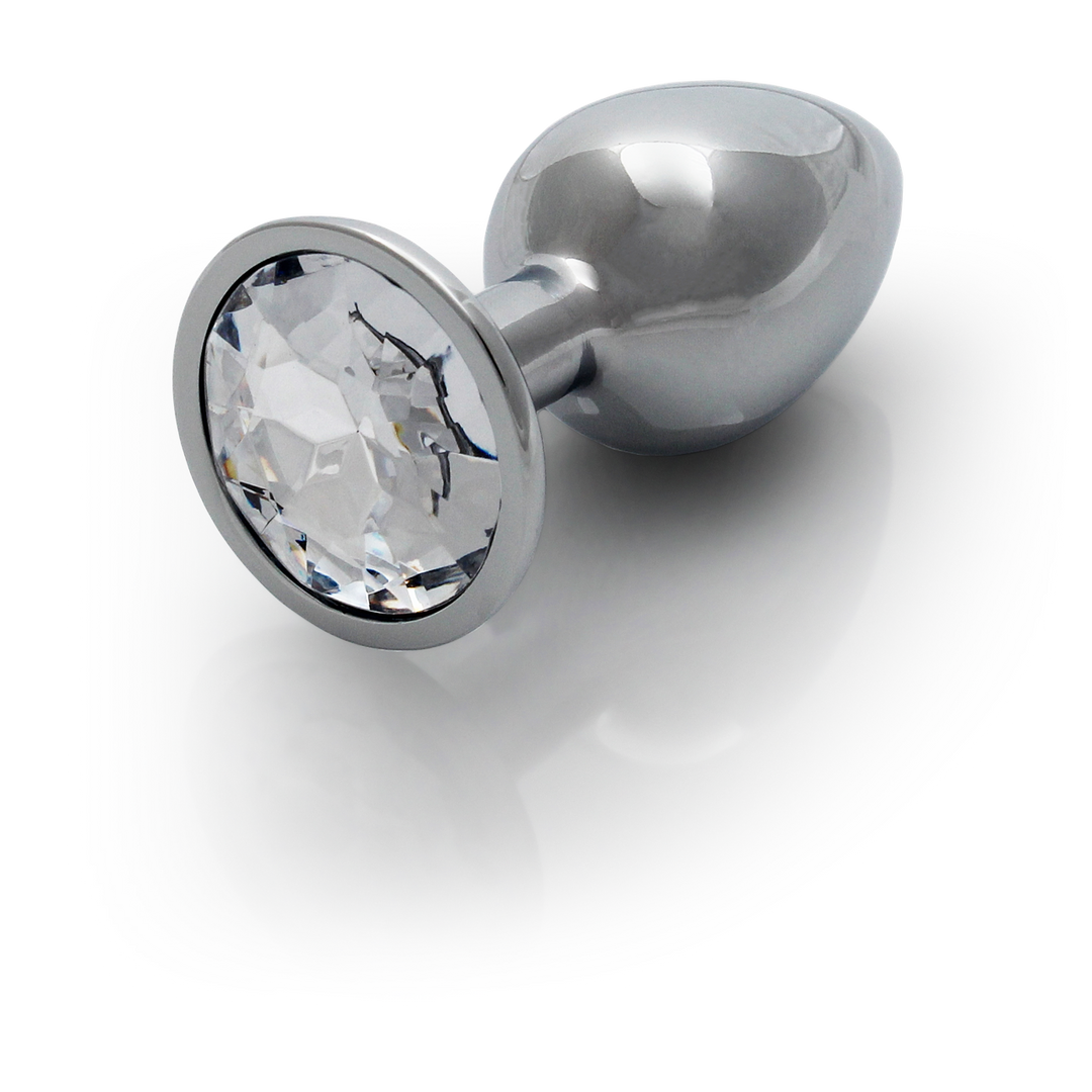 Ronde Edelsteen Anale Plug 6,9 cm - Zilver/Diamant Luxe