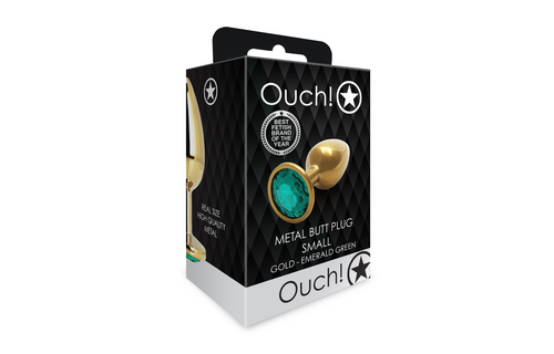 Runder Edelstein-Buttplug 6,9 cm – Gold & Smaragdgrün