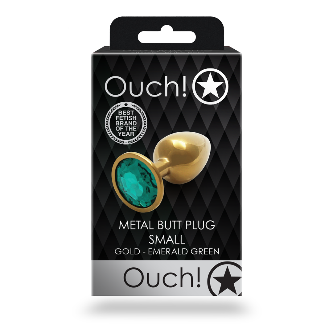 Runder Edelstein-Buttplug 6,9 cm – Gold & Smaragdgrün