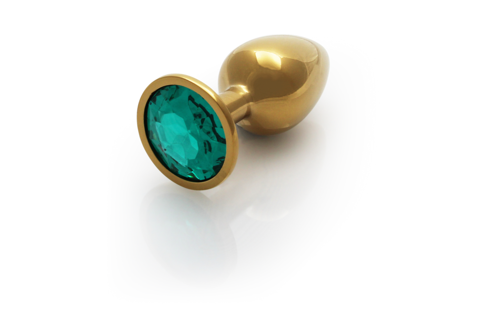 Ronde Edelsteen Butt Plug 6,9 cm - Goud & Emerald Groen
