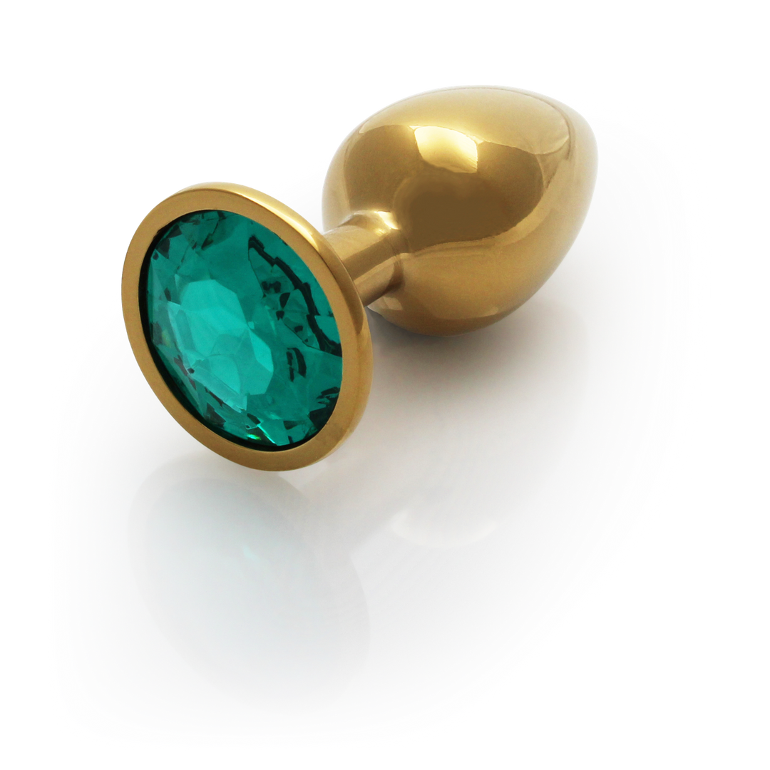 Ronde Edelsteen Butt Plug 6,9 cm - Goud & Emerald Groen