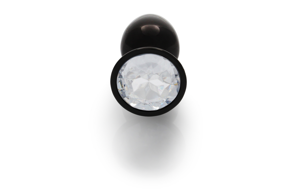 Runde Edelstein Analplug - Klein - Gunmetal/Diamant