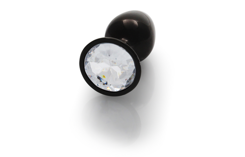 Ronde Gem Butt Plug - Klein - Gunmetal/Diamant