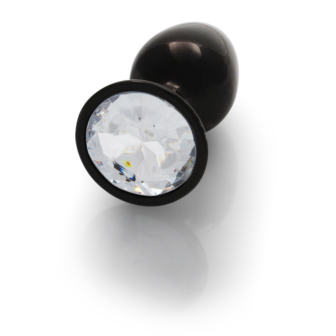 Ronde Gem Butt Plug - Klein - Gunmetal/Diamant