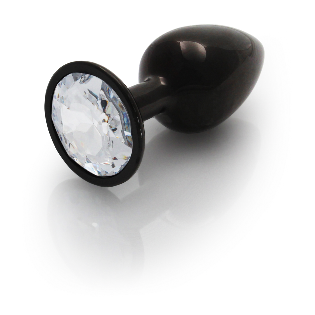 Runder Edelstein-Analplug 6,9 cm – Luxuriöser Aluminium-Plug Gunmetal