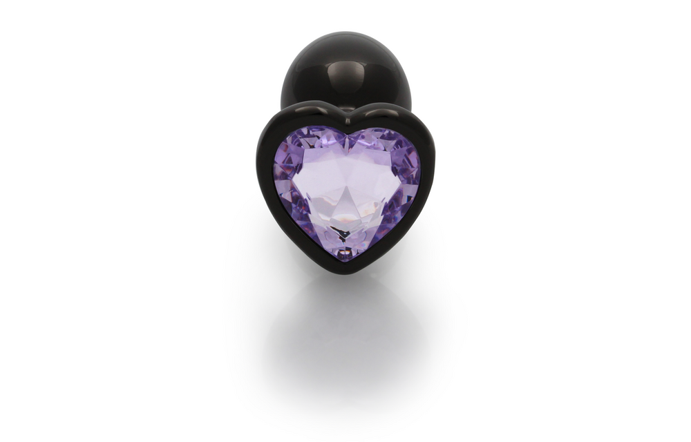 Herzförmiger Edelstein-Buttplug 6,9 cm – Luxuriöses Gunmetal in Lila