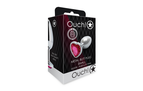 Herzförmiger Edelstein-Analplug 6,9 cm – Luxuriöses Silber/Rosa Sensation