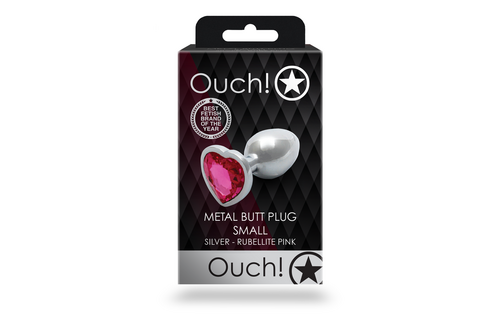 Herzförmiger Edelstein-Analplug 6,9 cm – Luxuriöses Silber/Rosa Sensation