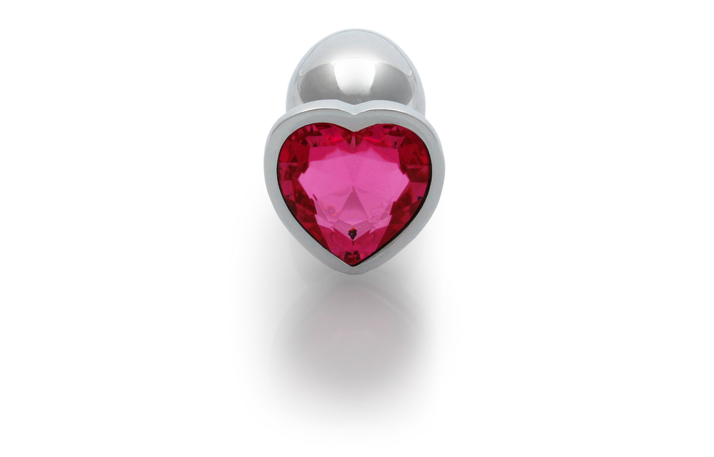 Herzförmiger Edelstein-Analplug 6,9 cm – Luxuriöses Silber/Rosa Sensation