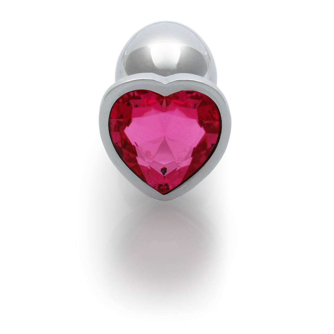 Heart Gemstone Butt Plug 6.9 cm - Luxury Silver/Pink Sensation