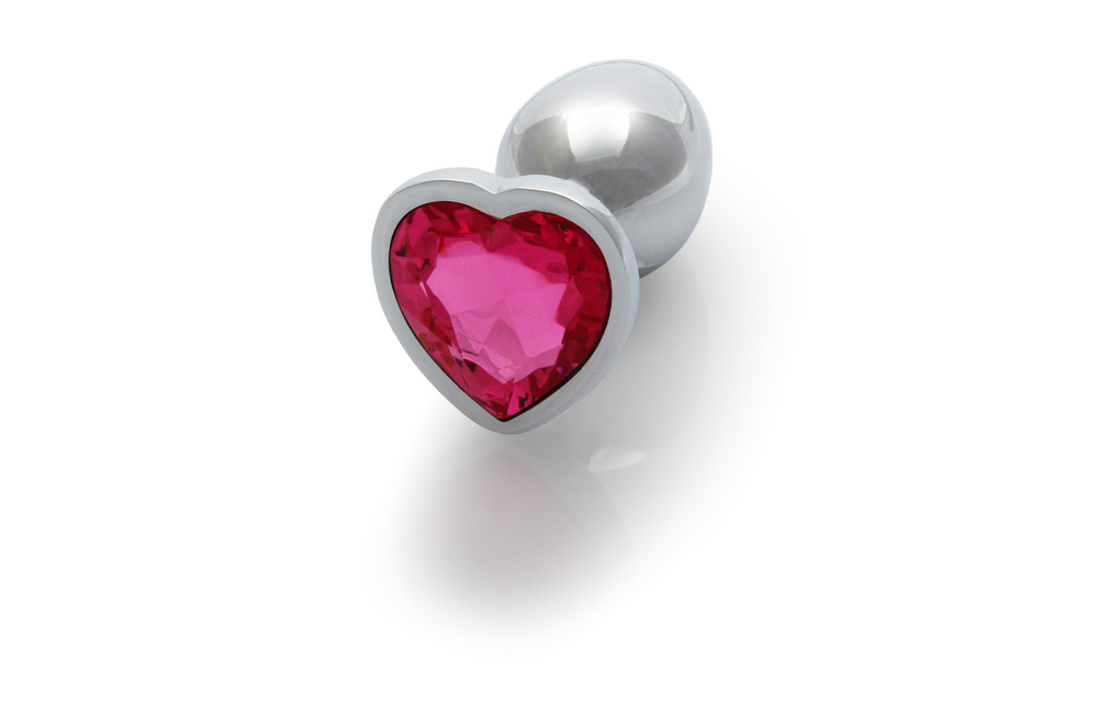 Herzförmiger Edelstein-Analplug 6,9 cm – Luxuriöses Silber/Rosa Sensation