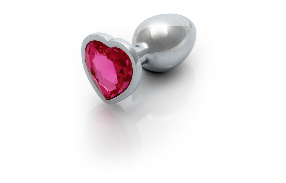 Heart Gemstone Butt Plug 6.9 cm - Luxury Silver/Pink Sensation