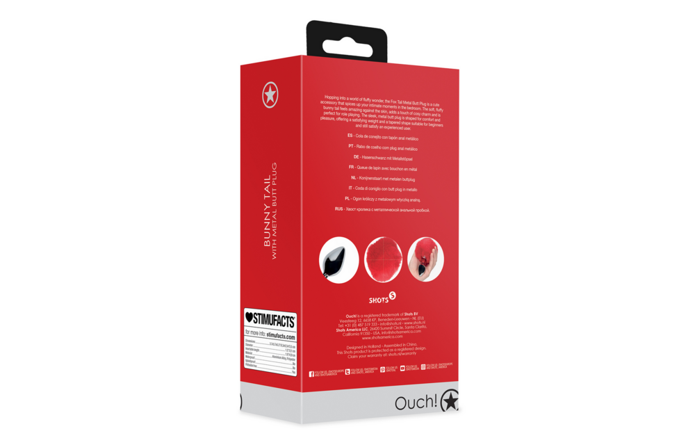 Hasenschwanz mit Metall-Buttplug 9,3 cm – LED-Spaß