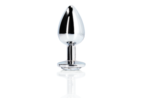 Runder Edelstein-Buttplug 8 cm – Luxus Silber & Diamant