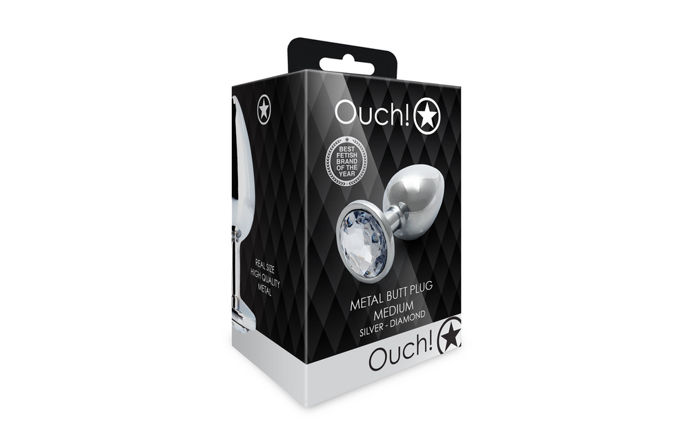 Ronde Edelsteen Butt Plug 8 cm – Luxe Zilver & Diamant