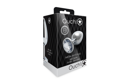 Ronde Edelsteen Butt Plug 8 cm – Luxe Zilver & Diamant