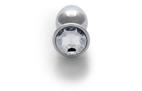 Ronde Gem Butt Plug - Medium - Zilver/Diamant