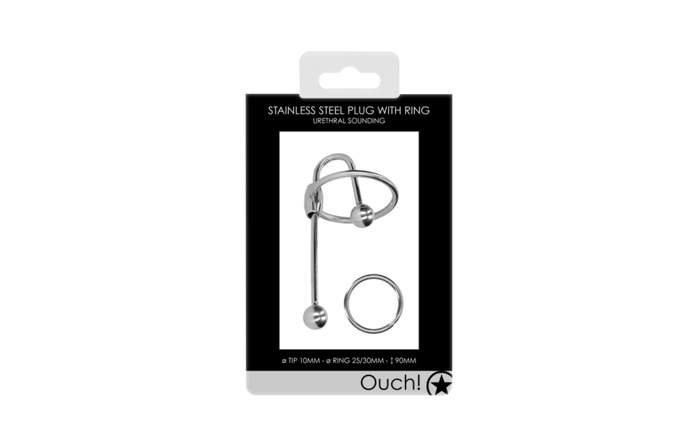 Stainless Steel Penis Plug with Ball - 0.4 / 10 mm