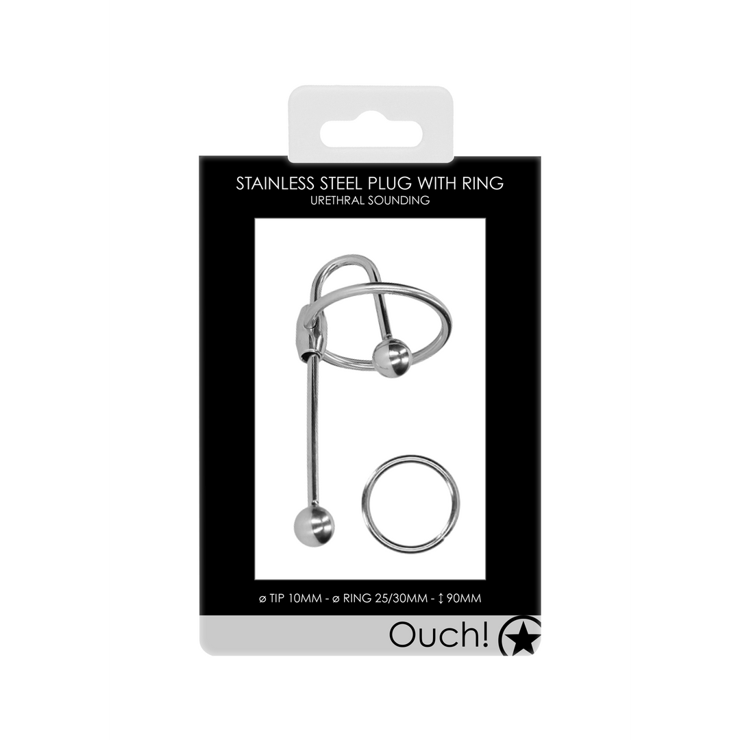 Stainless Steel Ribbed Penis Plug for Intense Pleasure - 10mm