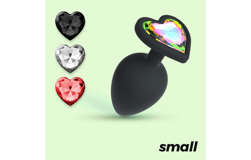 Cuore Analplug 7 cm Schwarz mit austauschbaren Edelsteinen