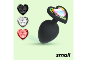 Cuore Analplug 7 cm Schwarz mit austauschbaren Edelsteinen