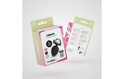 Cuore Anal Plug 7 cm Black with Interchangeable Gemstones