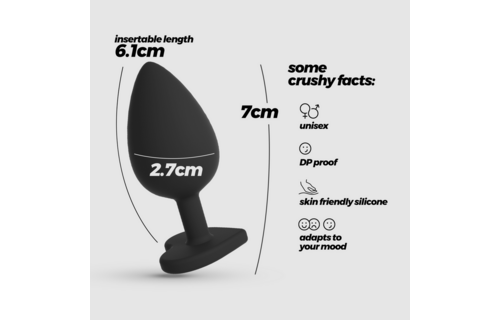 Cuore Analplug 7 cm Schwarz mit austauschbaren Edelsteinen