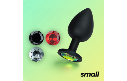 Camileo - Anal Plug with Four Interchangeable Jewels - Small - Black