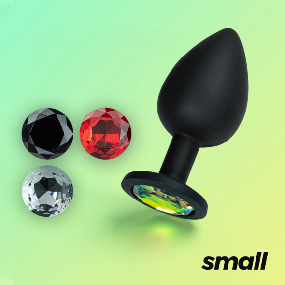 Camileo - Anal Plug with Four Interchangeable Jewels - Small - Black
