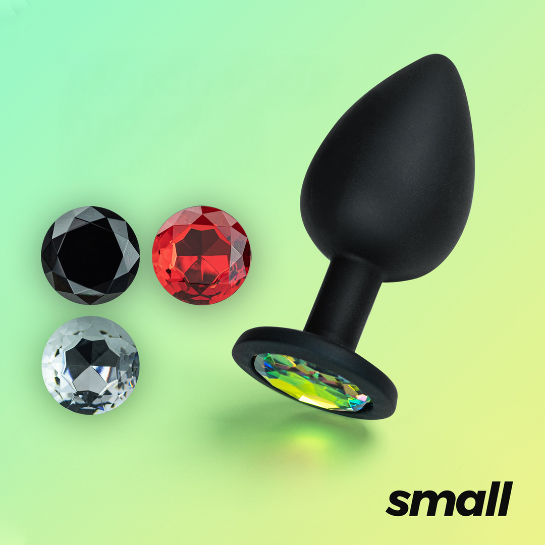 Camileo - Anal Plug with Four Interchangeable Jewels - Small - Black