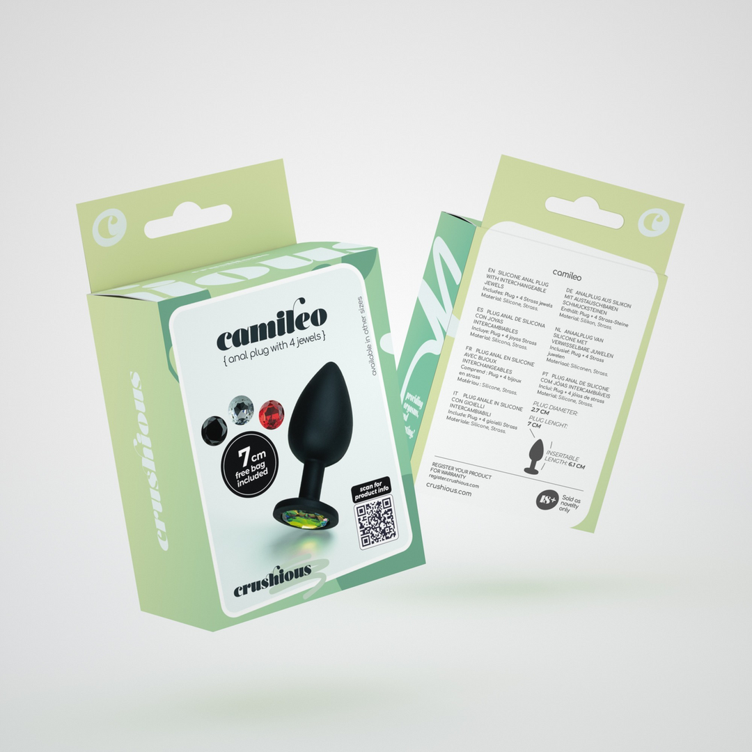 Camileo Analplug 7 cm schwarz mit austauschbaren Edelsteinen