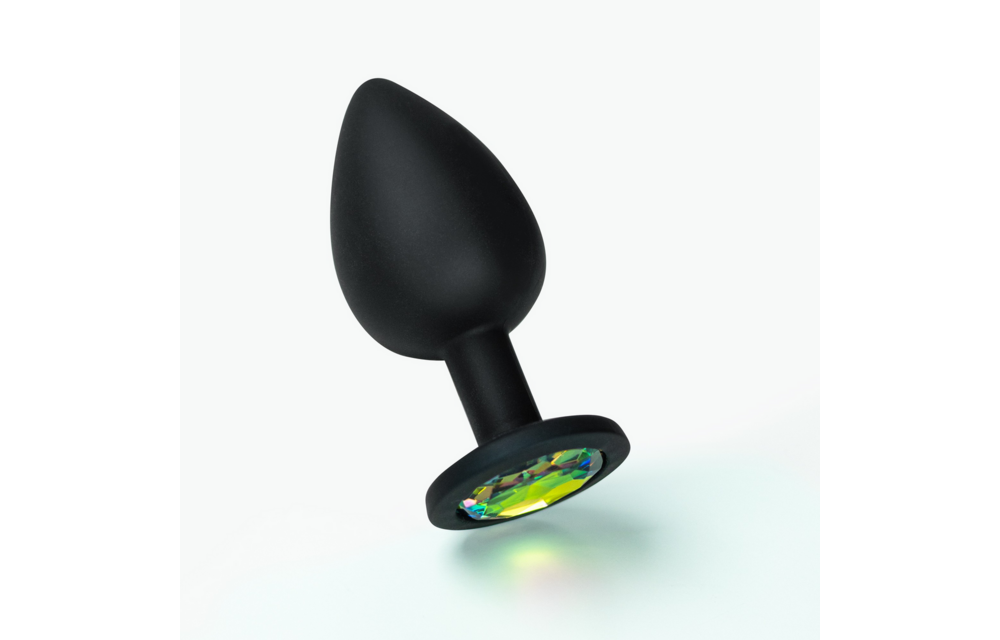 Camileo - Analplug mit vier austauschbaren Edelsteinen - Klein - Schwarz