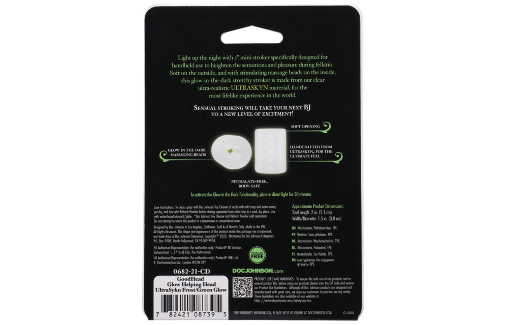 Glow Helping Head Masturbatorsleeve - Ultraskyn Glow Groen