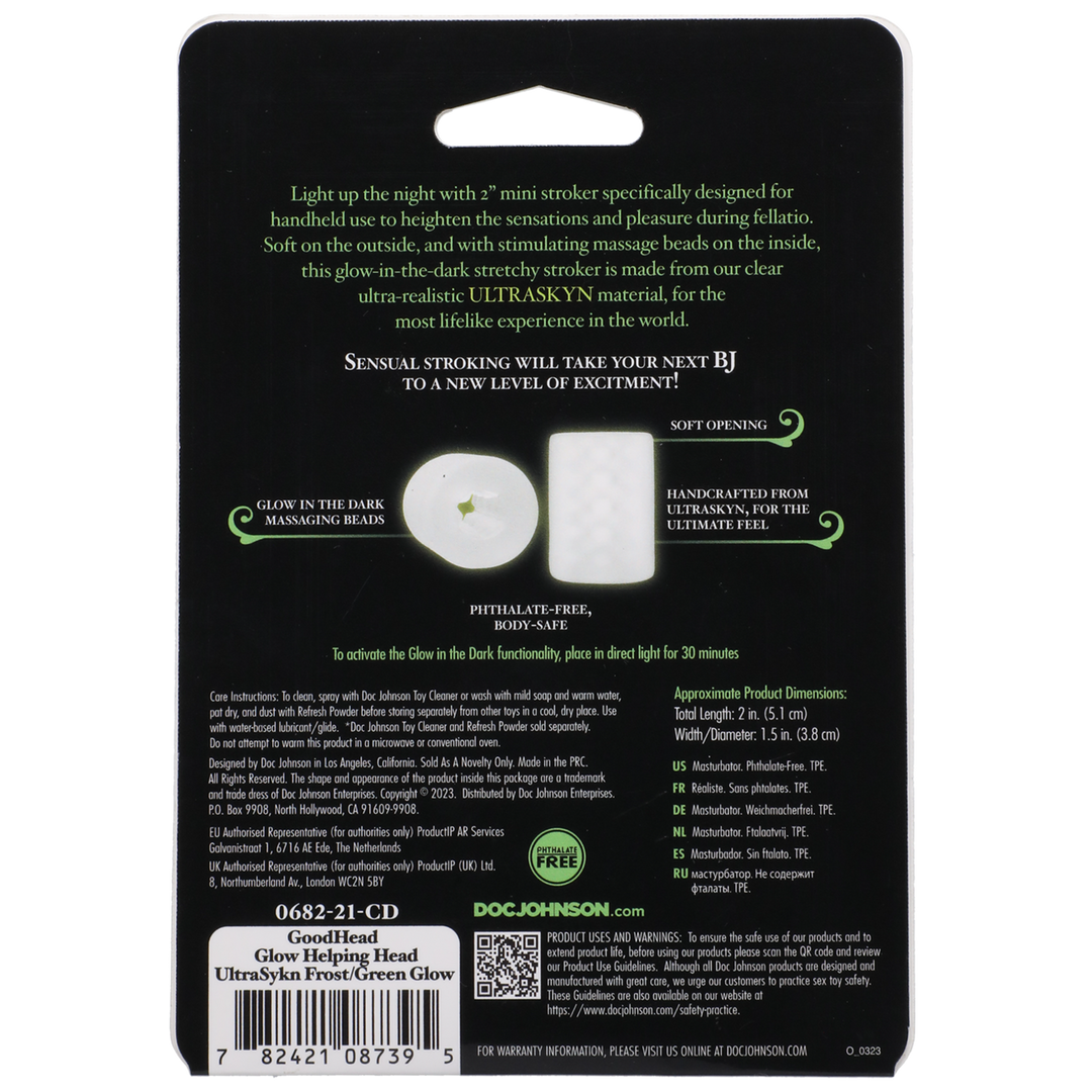 Glow Helping Head Masturbatorsleeve - Ultraskyn Glow Groen