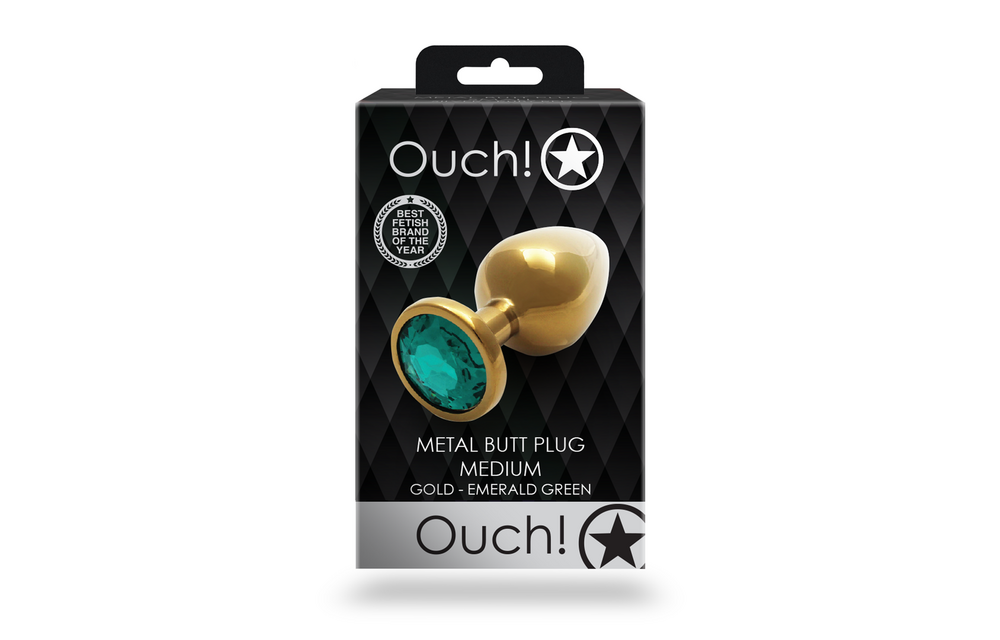 Runder Edelstein-Buttplug 8 cm – Elegantes Gold & Smaragdgrün