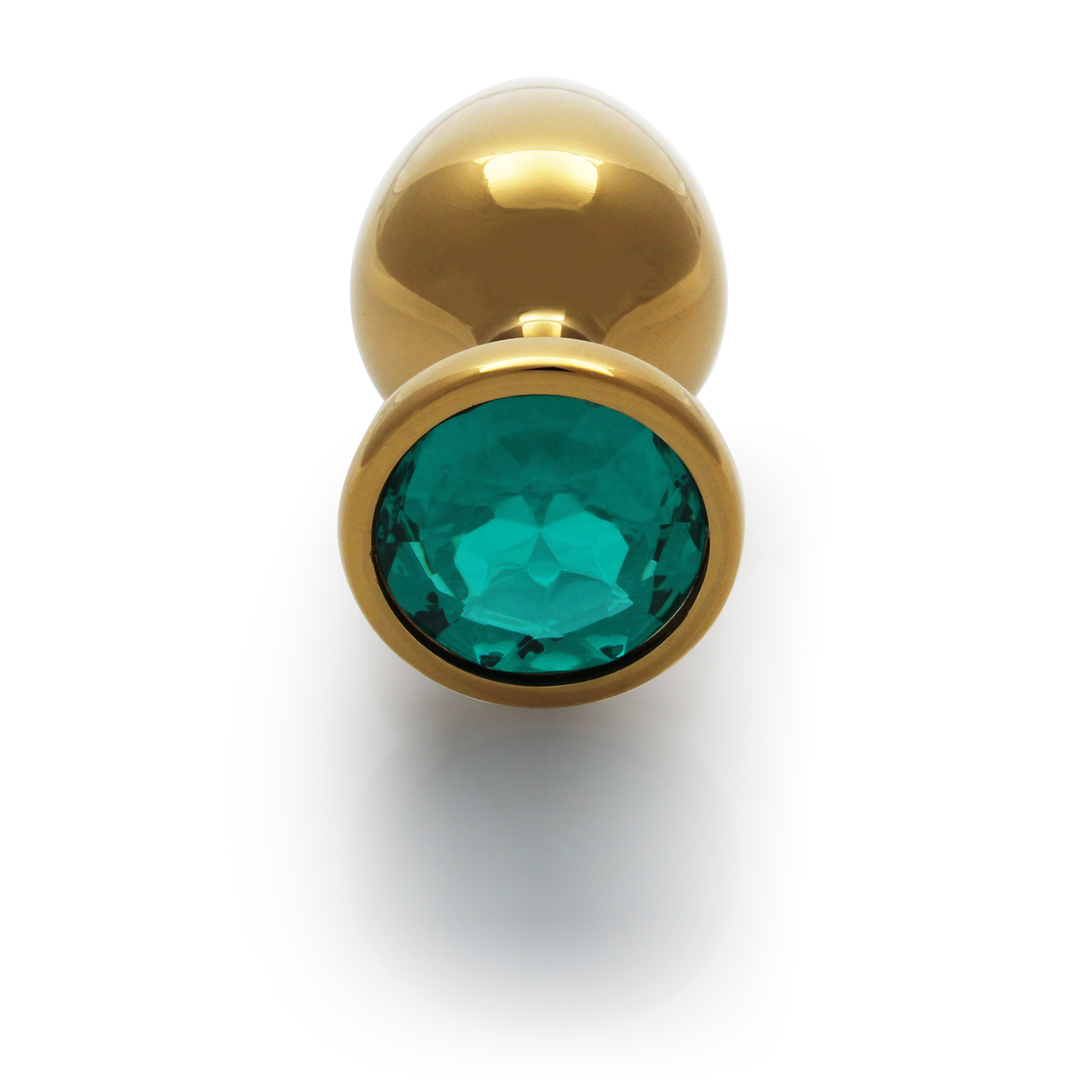 Round Gem Butt Plug 8 cm - Elegant Gold & Emerald Green