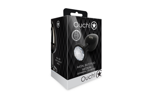 Ronde Gem Butt Plug - Medium - Gunmetal/Diamond