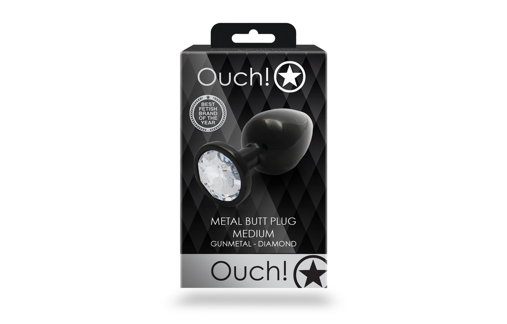 Ronde Gem Butt Plug - Medium - Gunmetal/Diamond