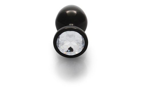 Round Gem Butt Plug 8 cm - Stylish Gunmetal Aluminium