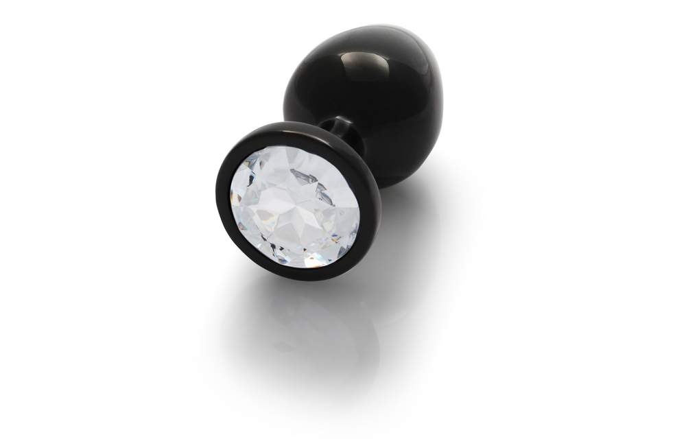 Round Gem Butt Plug 8 cm - Stylish Gunmetal Aluminium
