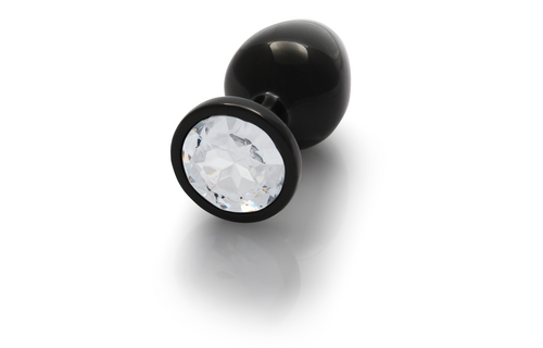 Runder Edelstein Butt Plug - Medium - Gunmetal/Diamond