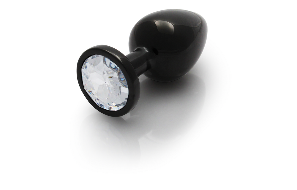 Round Gem Butt Plug 8 cm - Stylish Gunmetal Aluminium