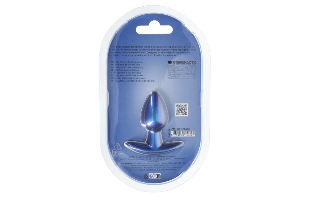 Weicher Silikon-Analplug 6,5 cm – klein, metallicblau