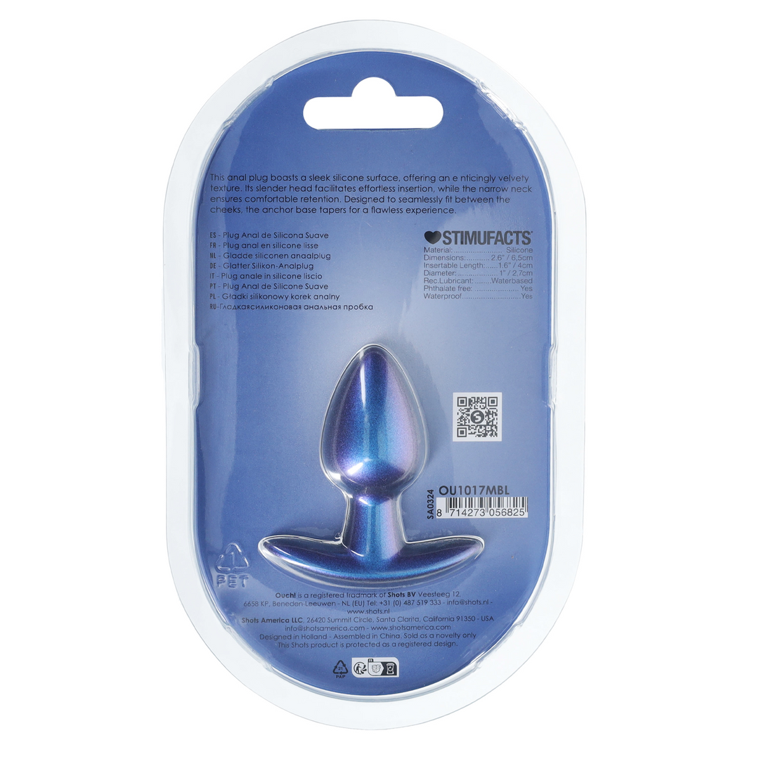 Soft Silicone Anal Plug 6.5 cm - Small Metallic Blue