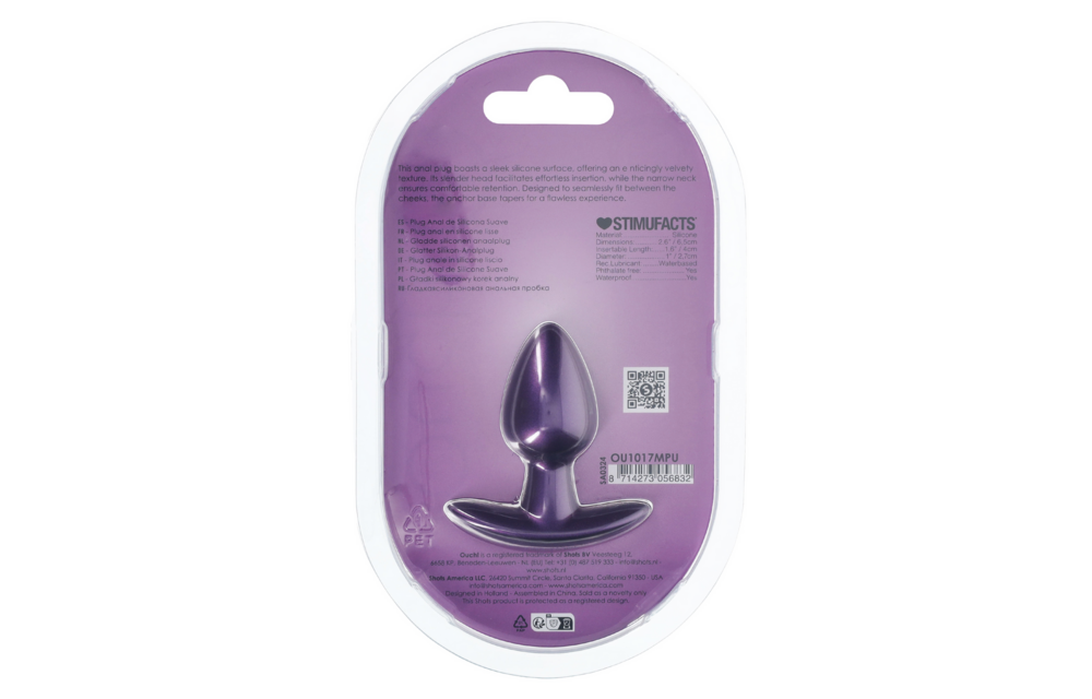 Weicher Silikon-Analplug 6,5 cm – klein & metallic-lila