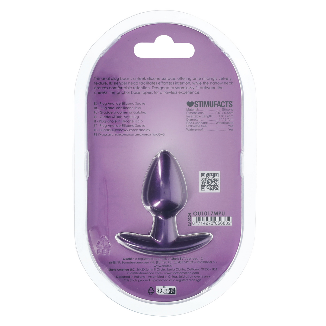 Soft Silicone Anal Plug 6.5 cm - Small & Metallic Purple