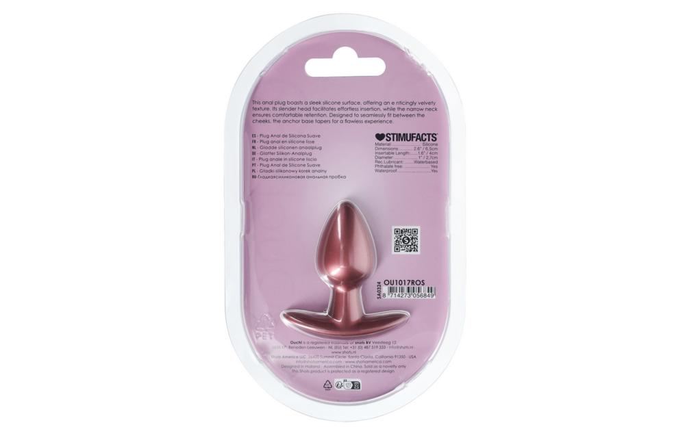 Soft Silicone Anal Plug 2.7 cm Small Rose Gold - Ouch!